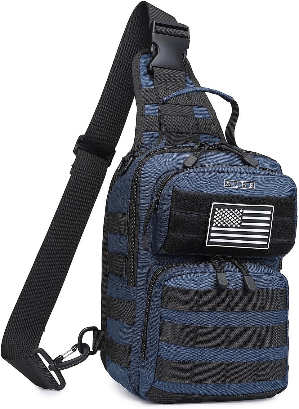 imageATBP Tactical Sling Backpack With Holster Military Crossbody Bag for Men Single Shoulder Back Pack 10LDrak Blue