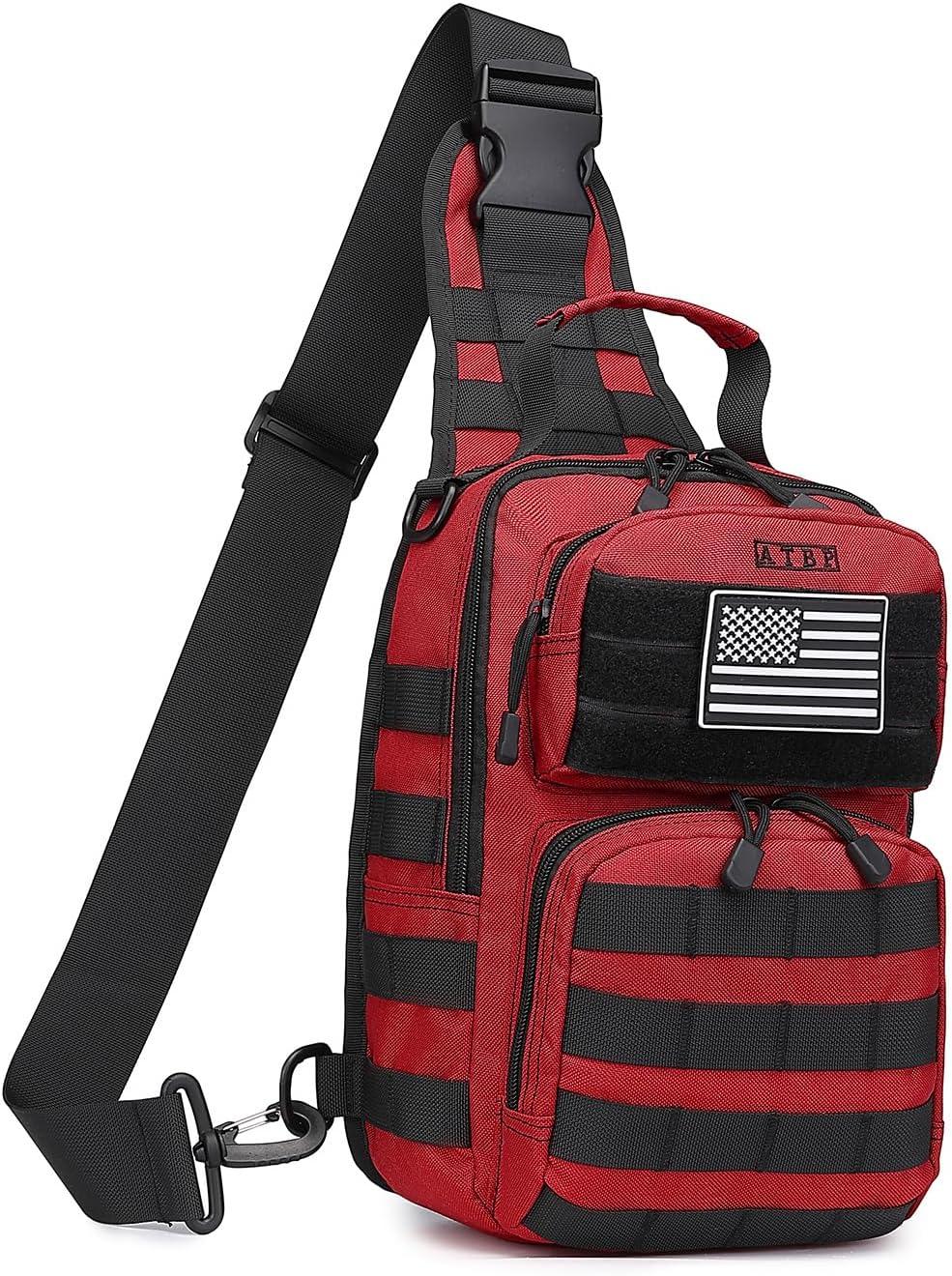 imageATBP Tactical Sling Backpack With Holster Military Crossbody Bag for Men Single Shoulder Back Pack 10LRed