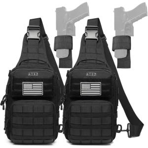 ATBP Tactical Sling Backpack With Holster Military Crossbody Bag for Men Single Shoulder Back Pack 10L(Black 2)