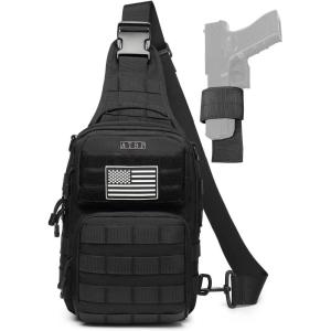 ATBP Tactical Sling Backpack With Holster Military Crossbody Bag for Men Single Shoulder Back Pack 10L(Black)