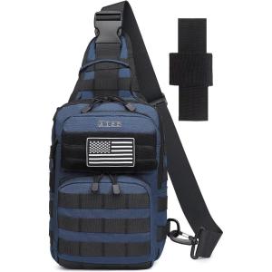 ATBP Tactical Sling Backpack With Holster Military Crossbody Bag for Men Single Shoulder Back Pack 10L(Drak Blue)