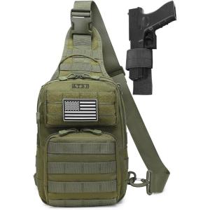 ATBP Tactical Sling Backpack With Holster Military Crossbody Bag for Men Single Shoulder Back Pack 10L(Green)