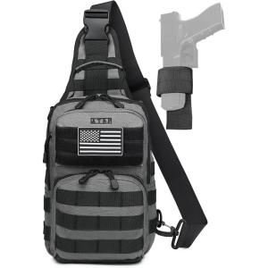 ATBP Tactical Sling Backpack With Holster Military Crossbody Bag for Men Single Shoulder Back Pack 10L(Grey Gray)