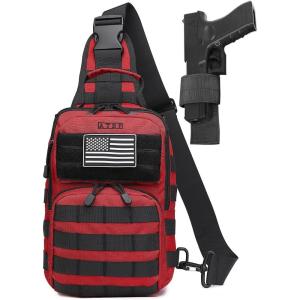 ATBP Tactical Sling Backpack With Holster Military Crossbody Bag for Men Single Shoulder Back Pack 10L(Red)