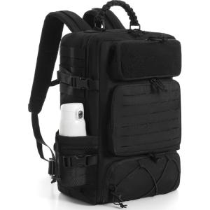Tsrgsn Tactical Backpack for Men, Travel Gym Backpack with Shoe Compartment, Day Pack Large Sports HiKing Military Rucksack Molle, Black(Black)
