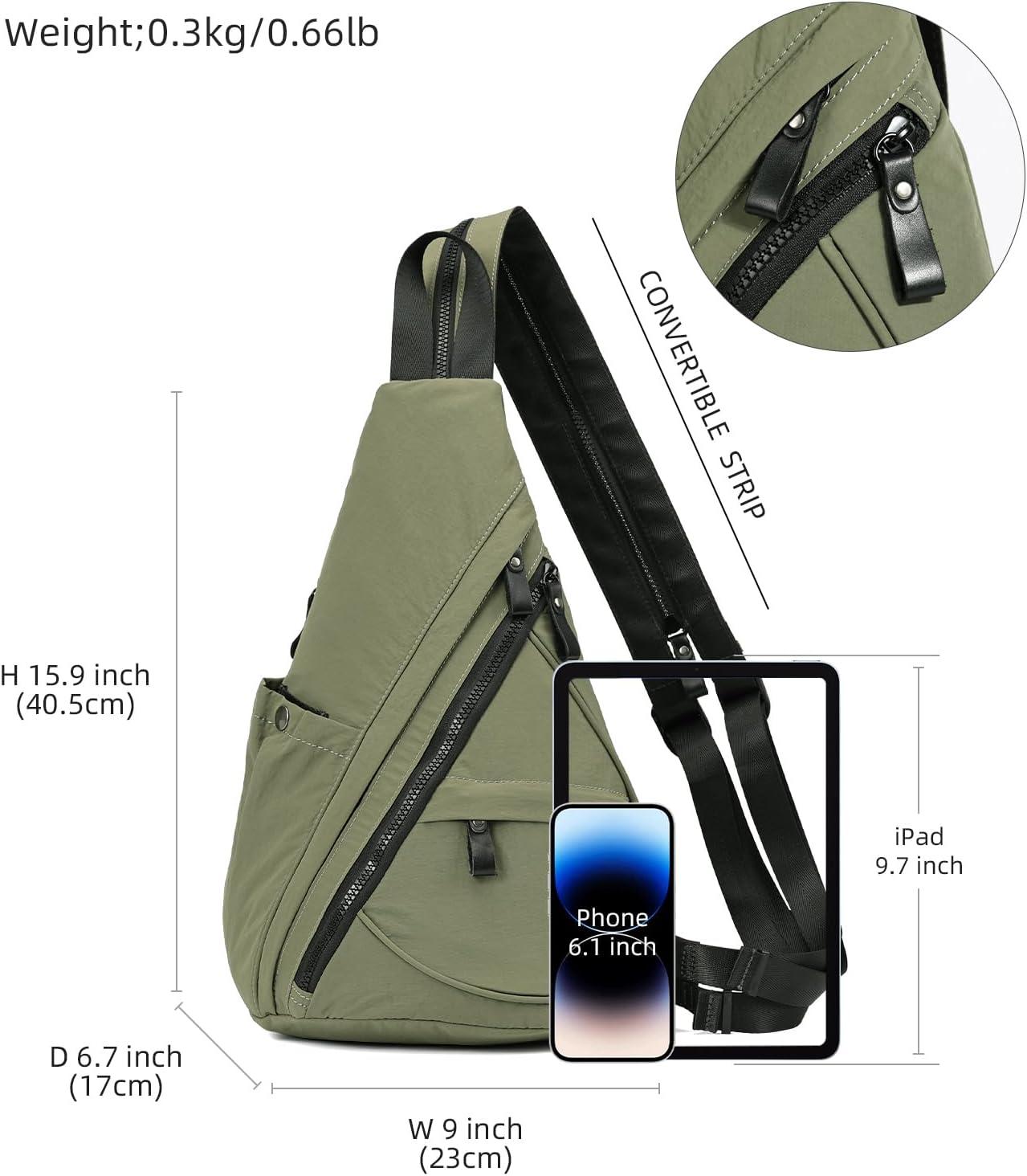 imageKL928 Crossbody Sling Backpack Nylon Cross Body Bag Travel Hiking Shoulder Bags Daypack Rucksack Unisex Black68812olive Green