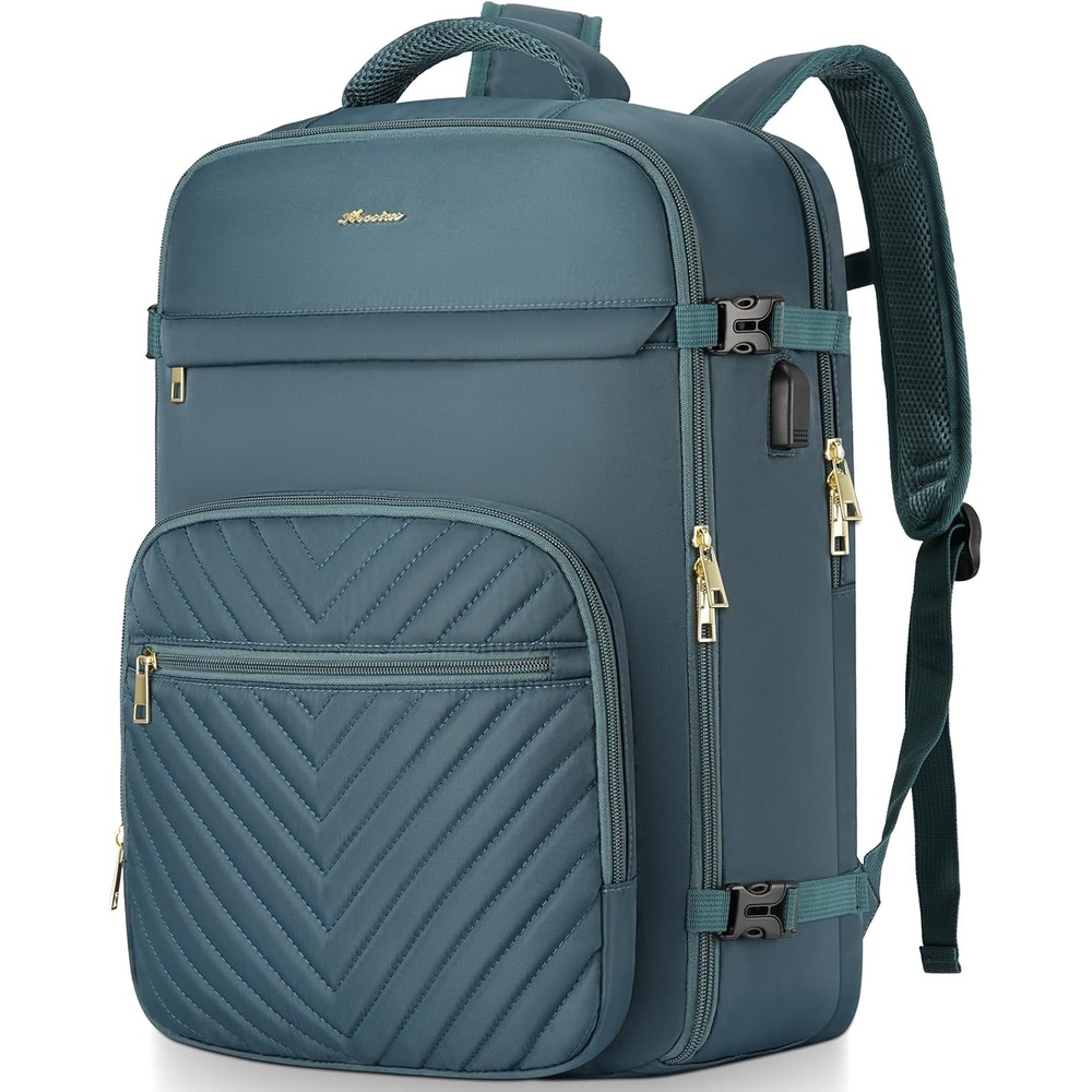 image:imageKROSIAS Travel Backpack for Women Carry On Backpack for Airplanes Flight Approved Waterproof Large Weekender Overnight Bag Fit 17 Inch Laptop with USB Charging Port Peacock Blue