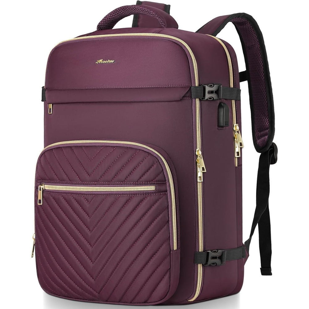 image:imageKROSIAS Travel Backpack for Women Carry On Backpack for Airplanes Flight Approved Waterproof Large Weekender Overnight Bag Fit 17 Inch Laptop with USB Charging Port Dark Purple