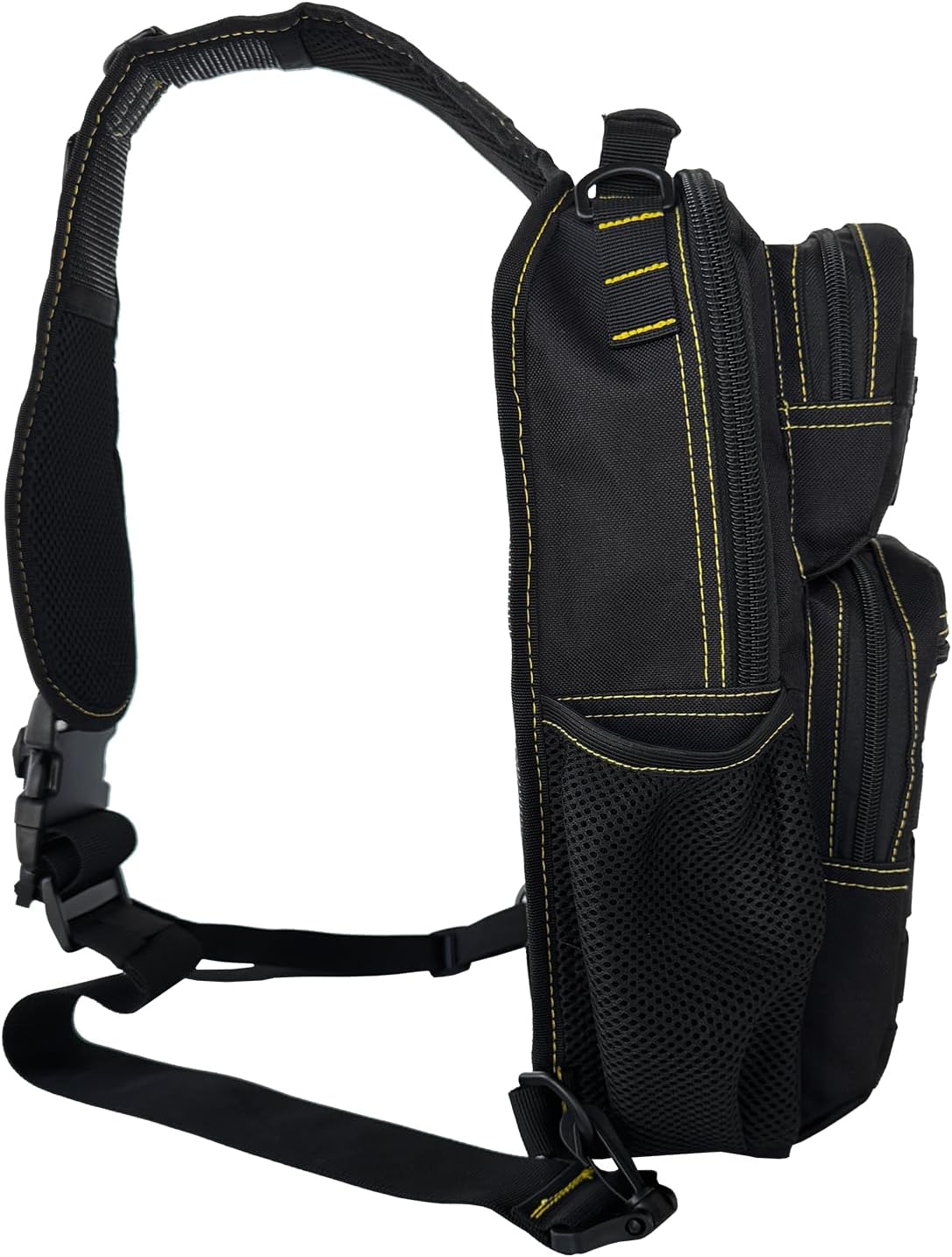 image:imageRover Sling Pack Tactical Shoulder Sling Bag Backpack with Bottle Holder Crossbody Chest Bag BlackBlack With Yellow