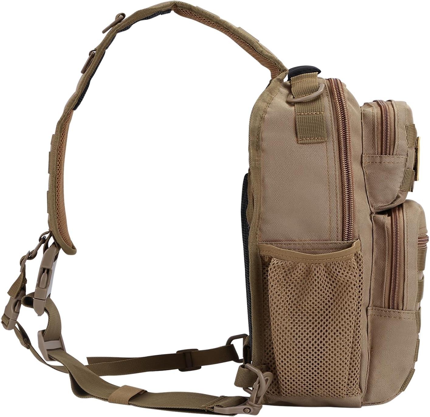 image:imageRover Sling Pack Tactical Shoulder Sling Bag Backpack with Bottle Holder Crossbody Chest Bag BlackCoyote