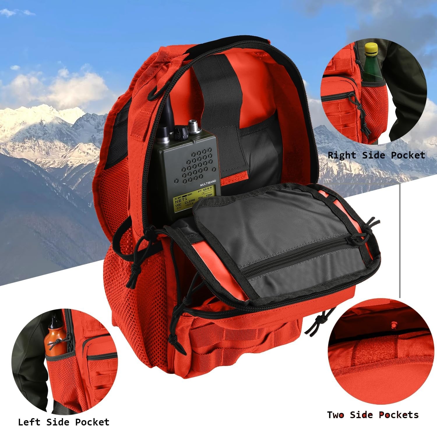 image:imageRover Sling Pack Tactical Shoulder Sling Bag Backpack with Bottle Holder Crossbody Chest Bag BlackOrange