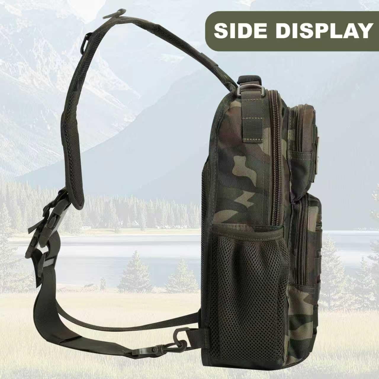 image:imageRover Sling Pack Tactical Shoulder Sling Bag Backpack with Bottle Holder Crossbody Chest Bag BlackWoodland