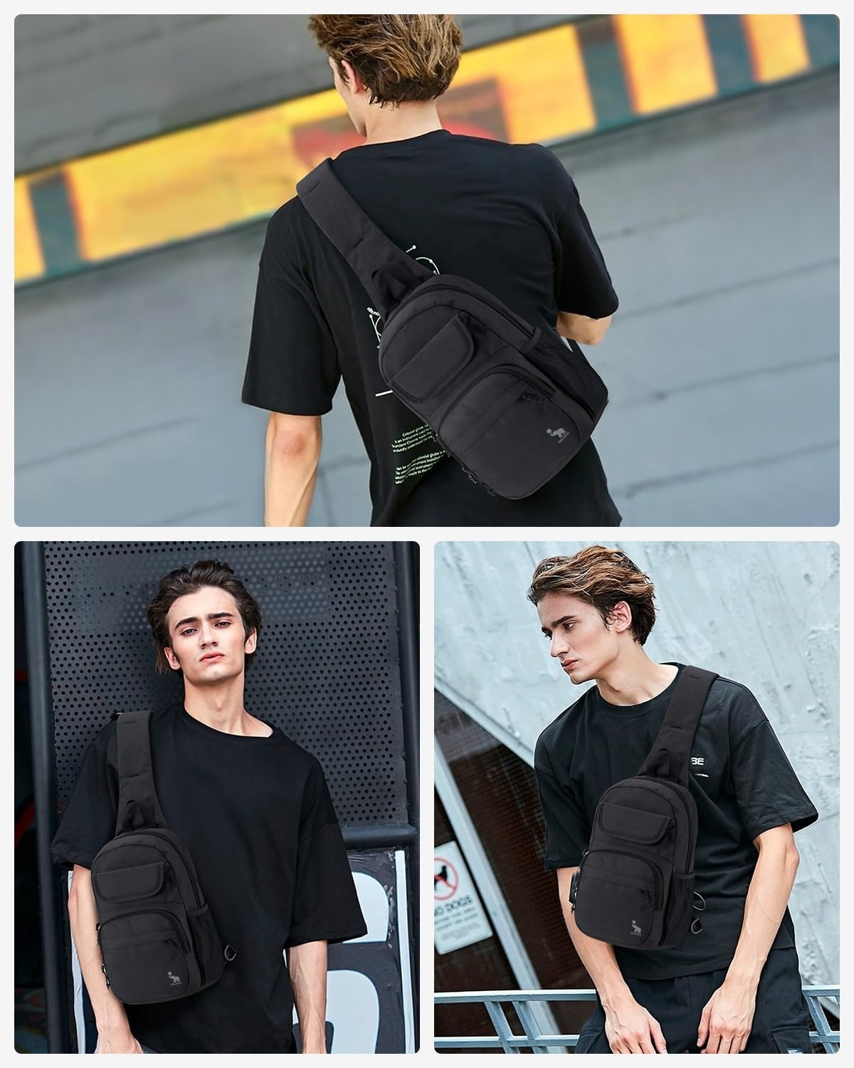image:imageSling Bag Crossbody Backpack for Men One Strap Backpack Hiking Daypack Chest Bag for WomenBlack