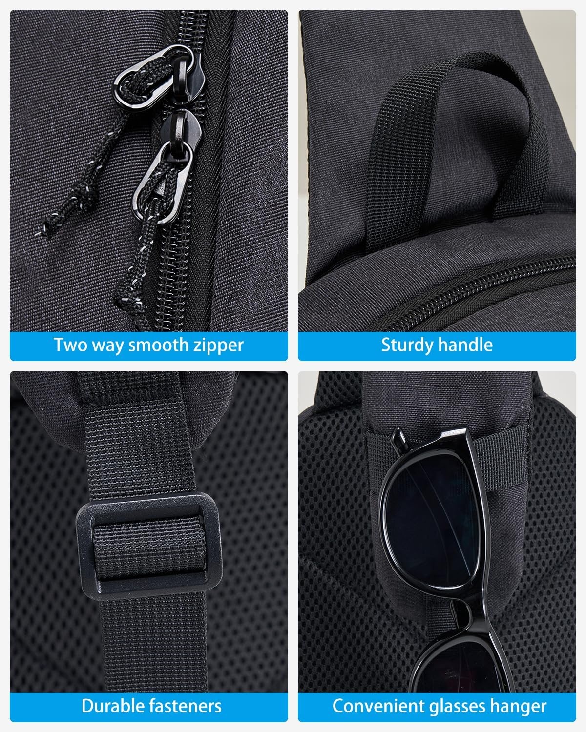 image:imageSling Bag Crossbody Backpack for Men One Strap Backpack Hiking Daypack Chest Bag for WomenBlack