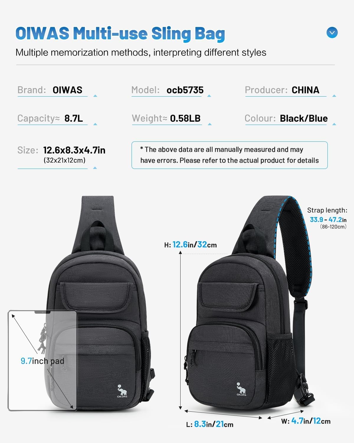 image:imageSling Bag Crossbody Backpack for Men One Strap Backpack Hiking Daypack Chest Bag for WomenBlack