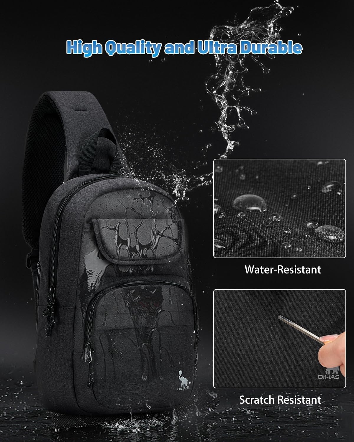 image:imageSling Bag Crossbody Backpack for Men One Strap Backpack Hiking Daypack Chest Bag for WomenBlack