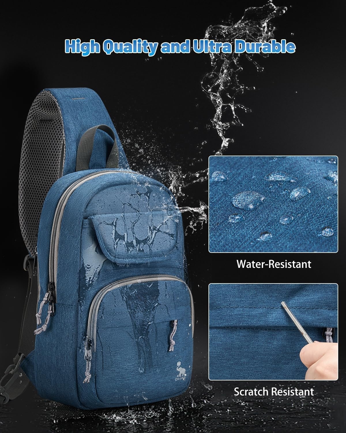 image:imageSling Bag Crossbody Backpack for Men One Strap Backpack Hiking Daypack Chest Bag for WomenBlue