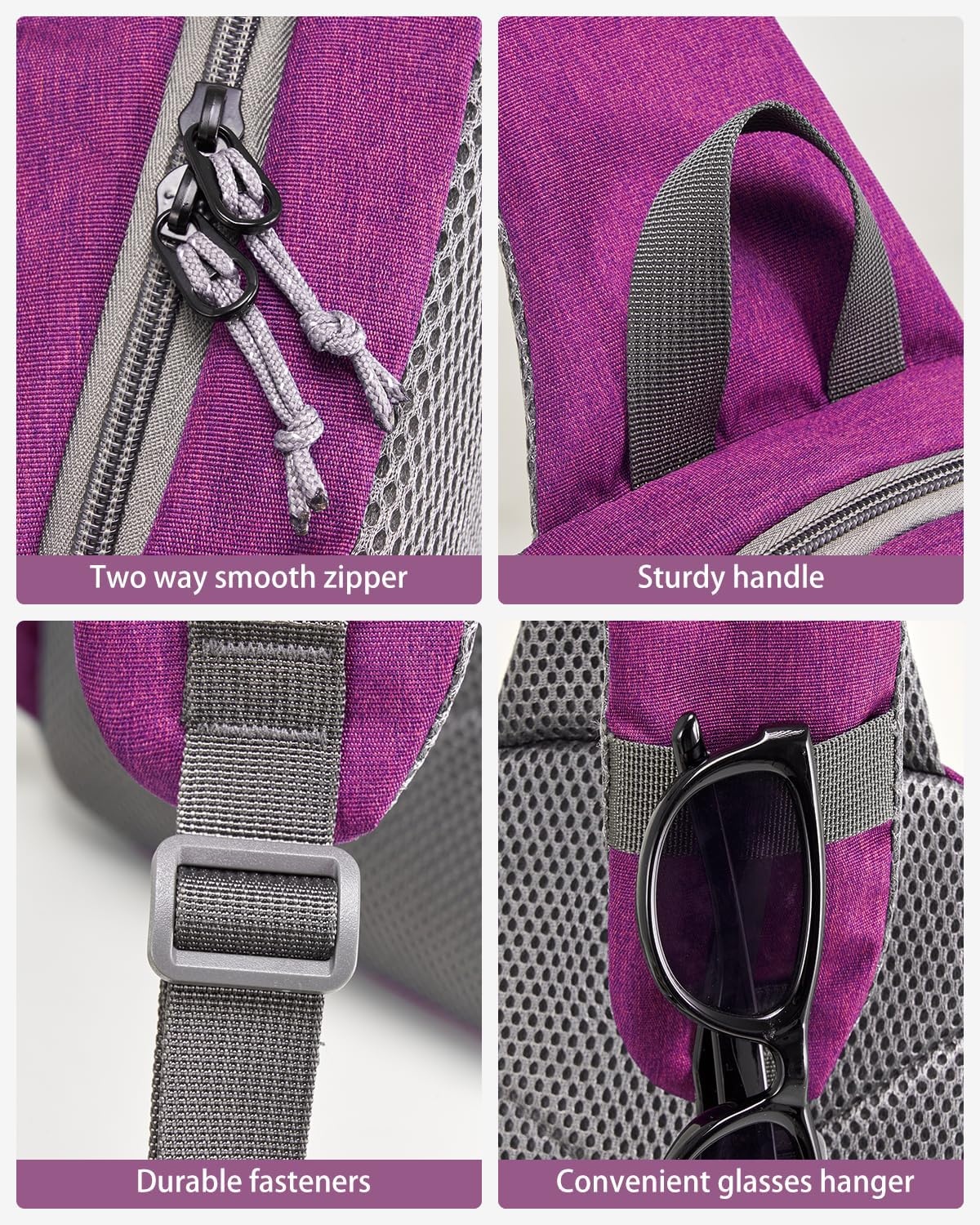 image:imageSling Bag Crossbody Backpack for Men One Strap Backpack Hiking Daypack Chest Bag for WomenPurple