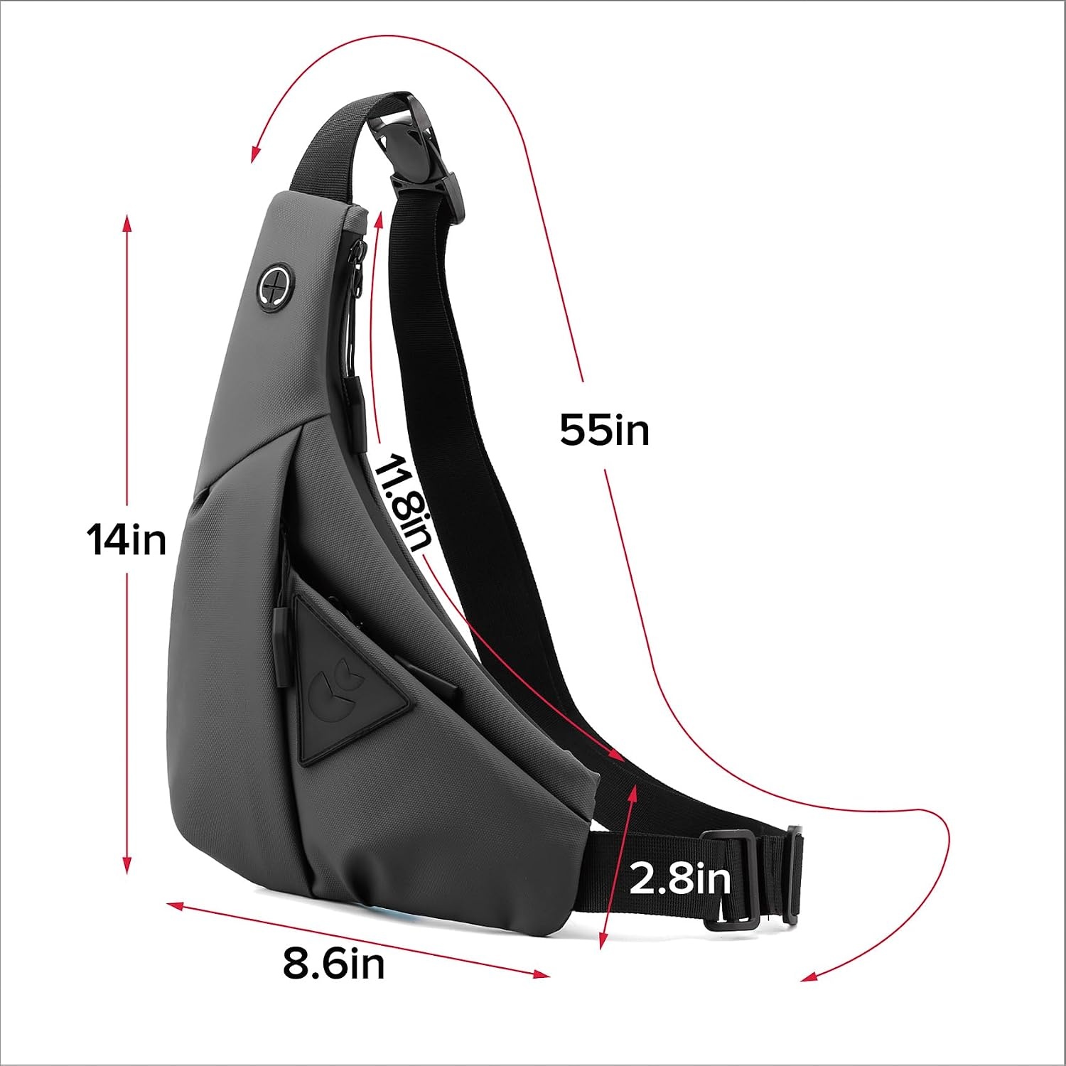 image:imageSmall Sling Shoulder Crossbody Bag Men Lightweight Antitheft Chest Bag Women One Strap Casual Slim Backpack for Outdoor Walking Trip Hiking Biking BlackGrey