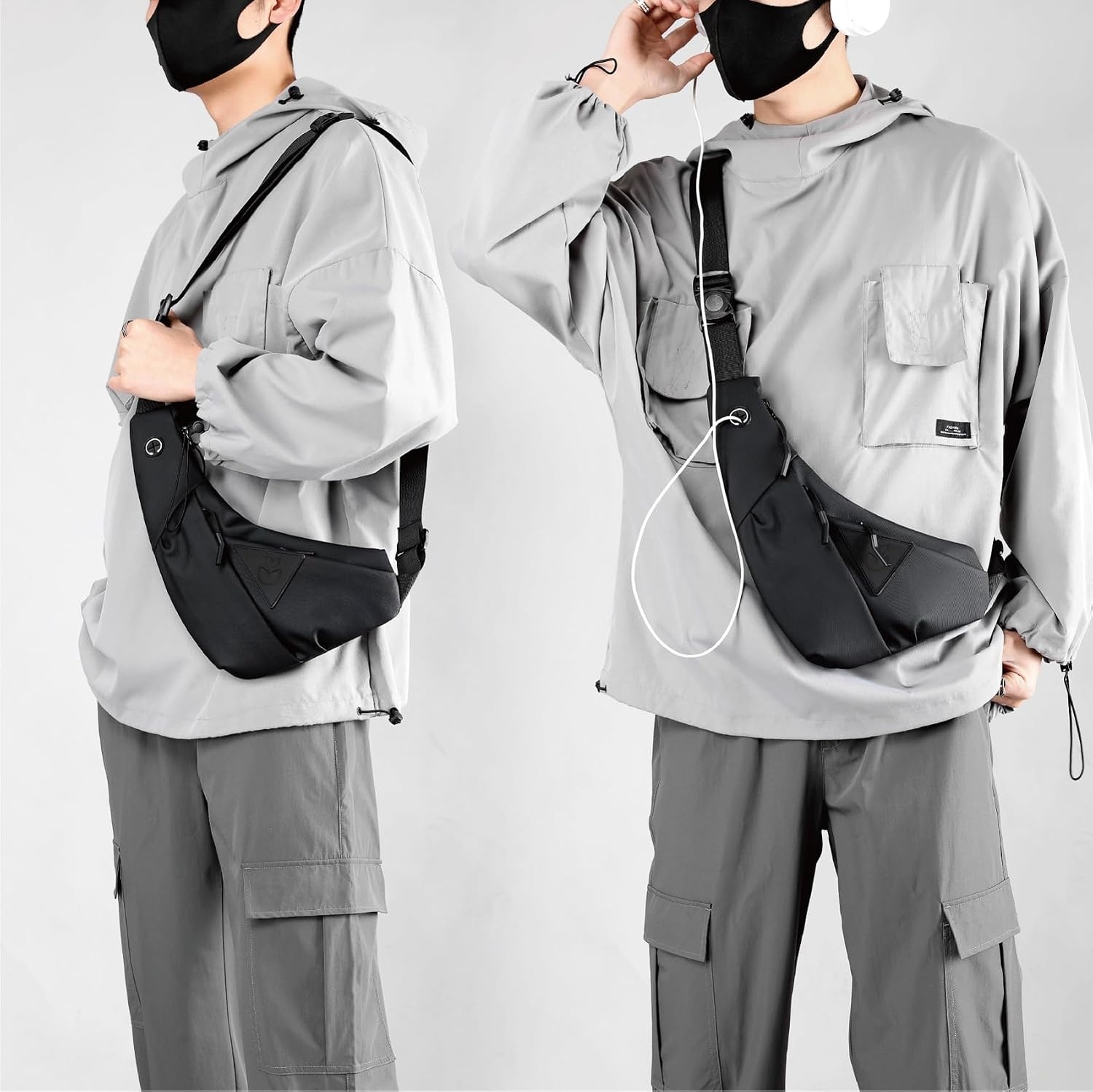 image:imageSmall Sling Shoulder Crossbody Bag Men Lightweight Antitheft Chest Bag Women One Strap Casual Slim Backpack for Outdoor Walking Trip Hiking Biking BlackBlack