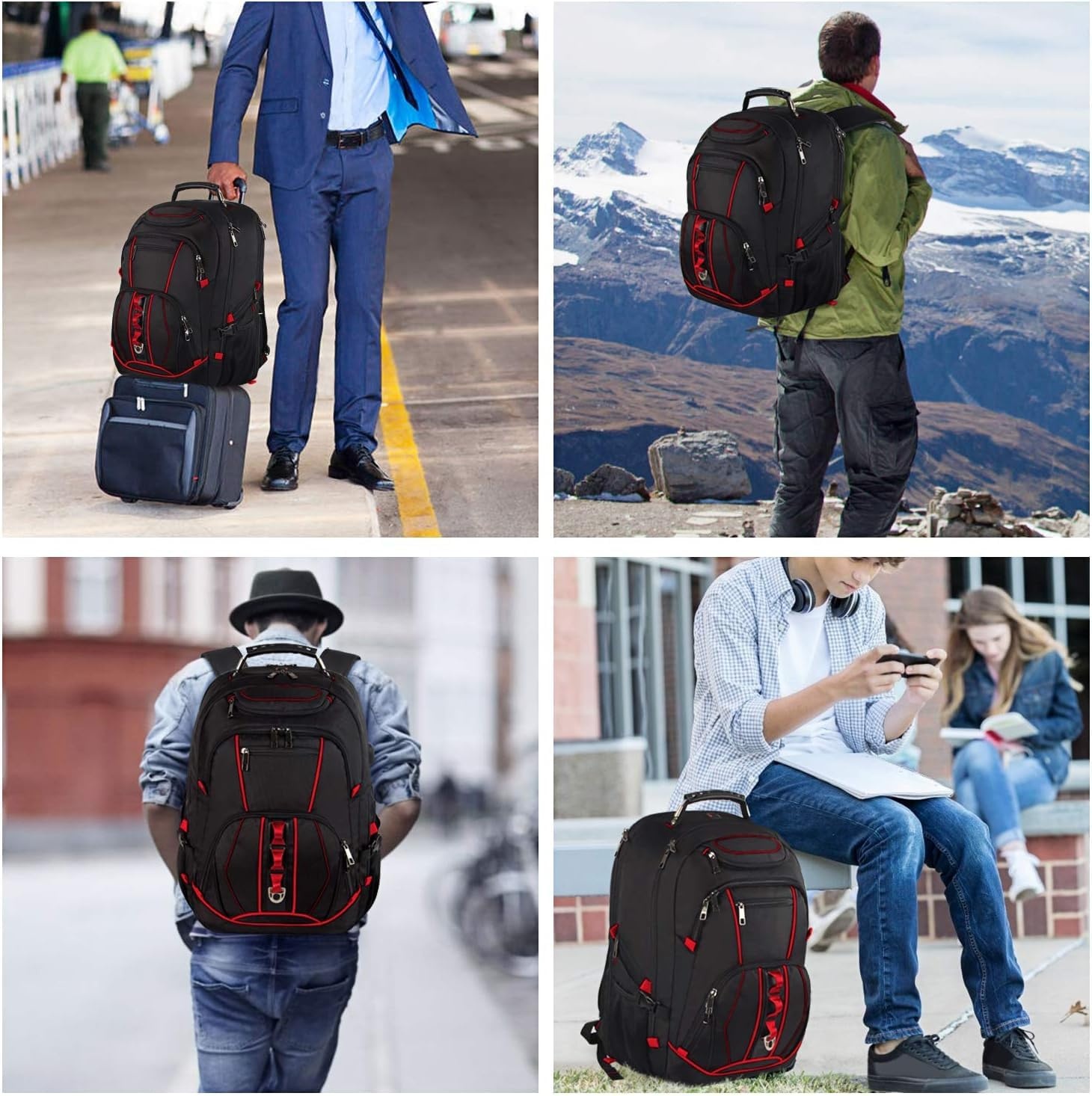 image:imageTravel Laptop BackpackExtra Large 184 inch Gaming Laptop BackpacksBig Capacity TSA Friendly RFID Anti Theft Pocket College unisex Heavy Duty Computer bag 21516399 inchRed