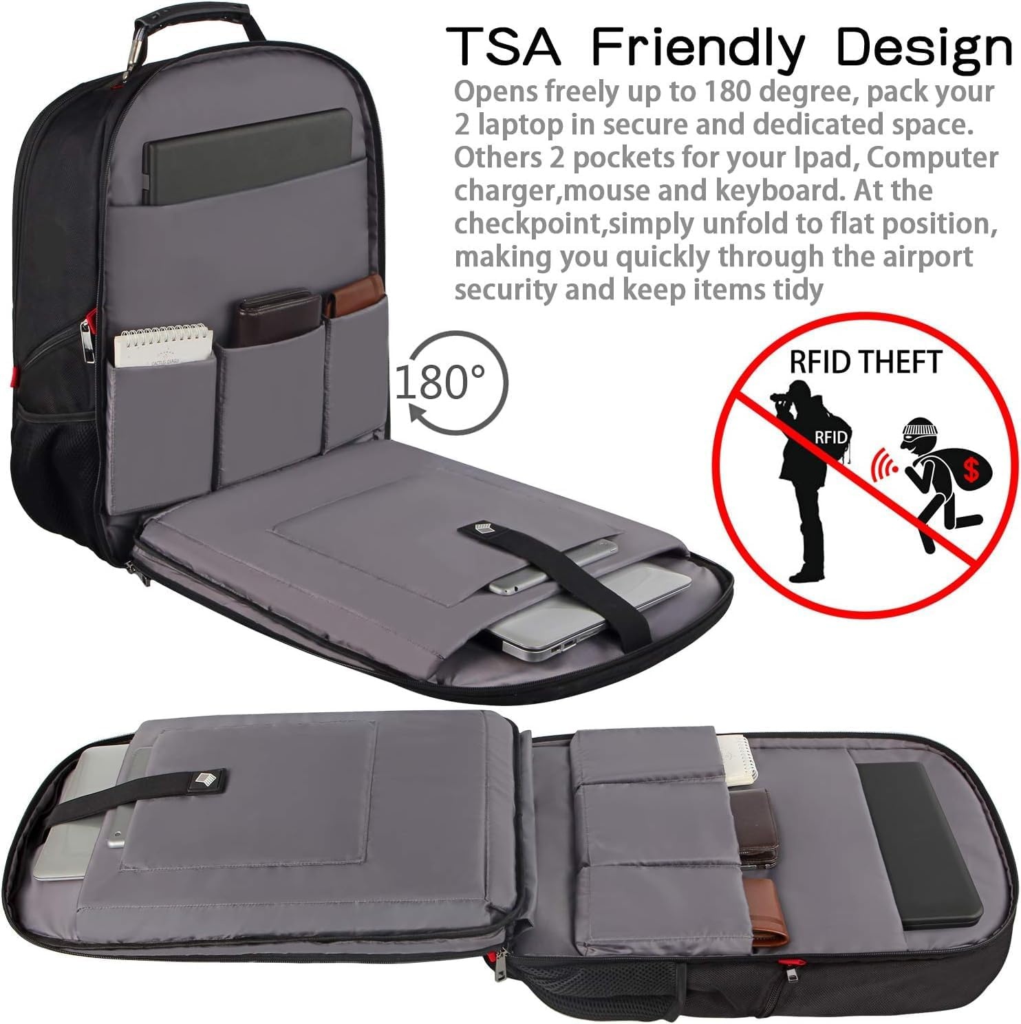 image:imageTravel Laptop BackpackExtra Large 184 inch Gaming Laptop BackpacksBig Capacity TSA Friendly RFID Anti Theft Pocket College unisex Heavy Duty Computer bag 21516399 inchRed