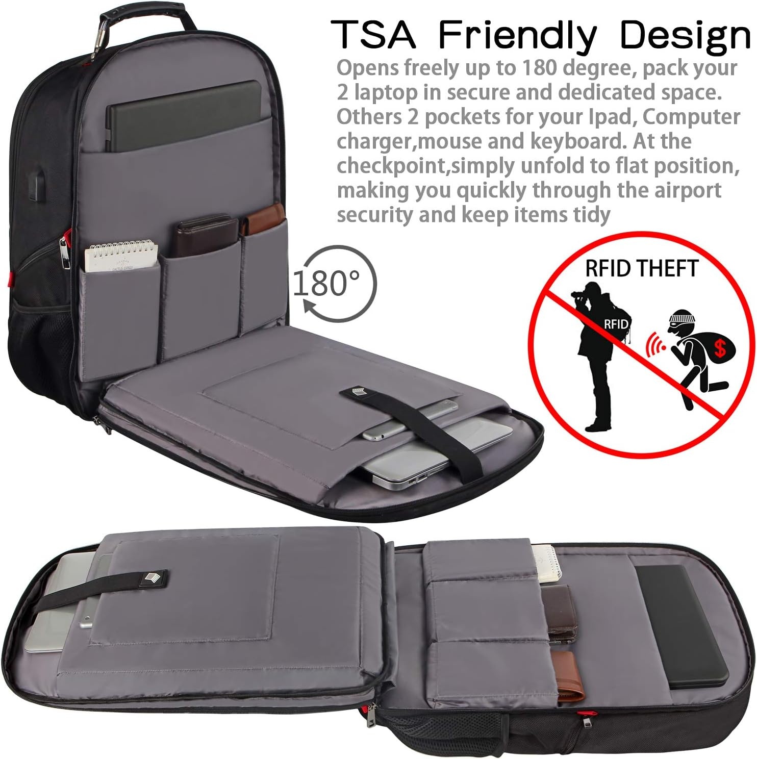 image:imageTravel Laptop BackpackExtra Large 184 inch Gaming Laptop BackpacksBig Capacity TSA Friendly RFID Anti Theft Pocket College unisex Heavy Duty Computer bag 21516399 inchRed