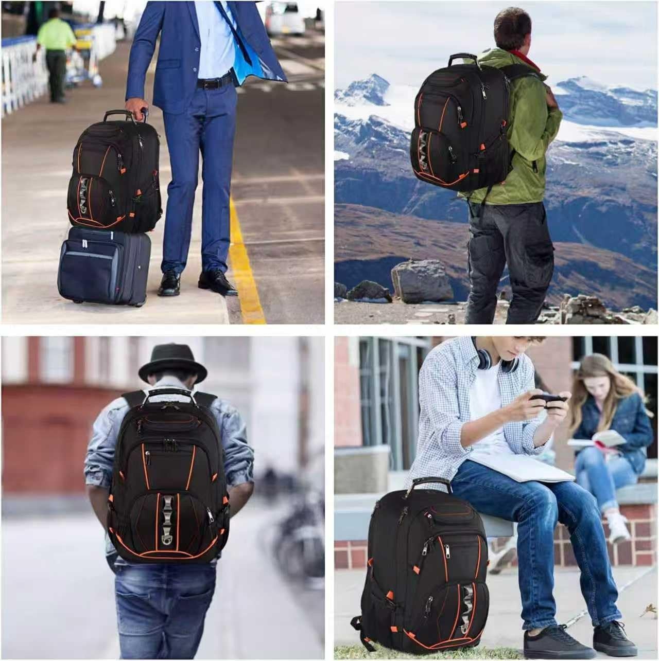 image:imageTravel Laptop BackpackExtra Large 184 inch Gaming Laptop BackpacksBig Capacity TSA Friendly RFID Anti Theft Pocket College unisex Heavy Duty Computer bag 21516399 inchOrange Rfid