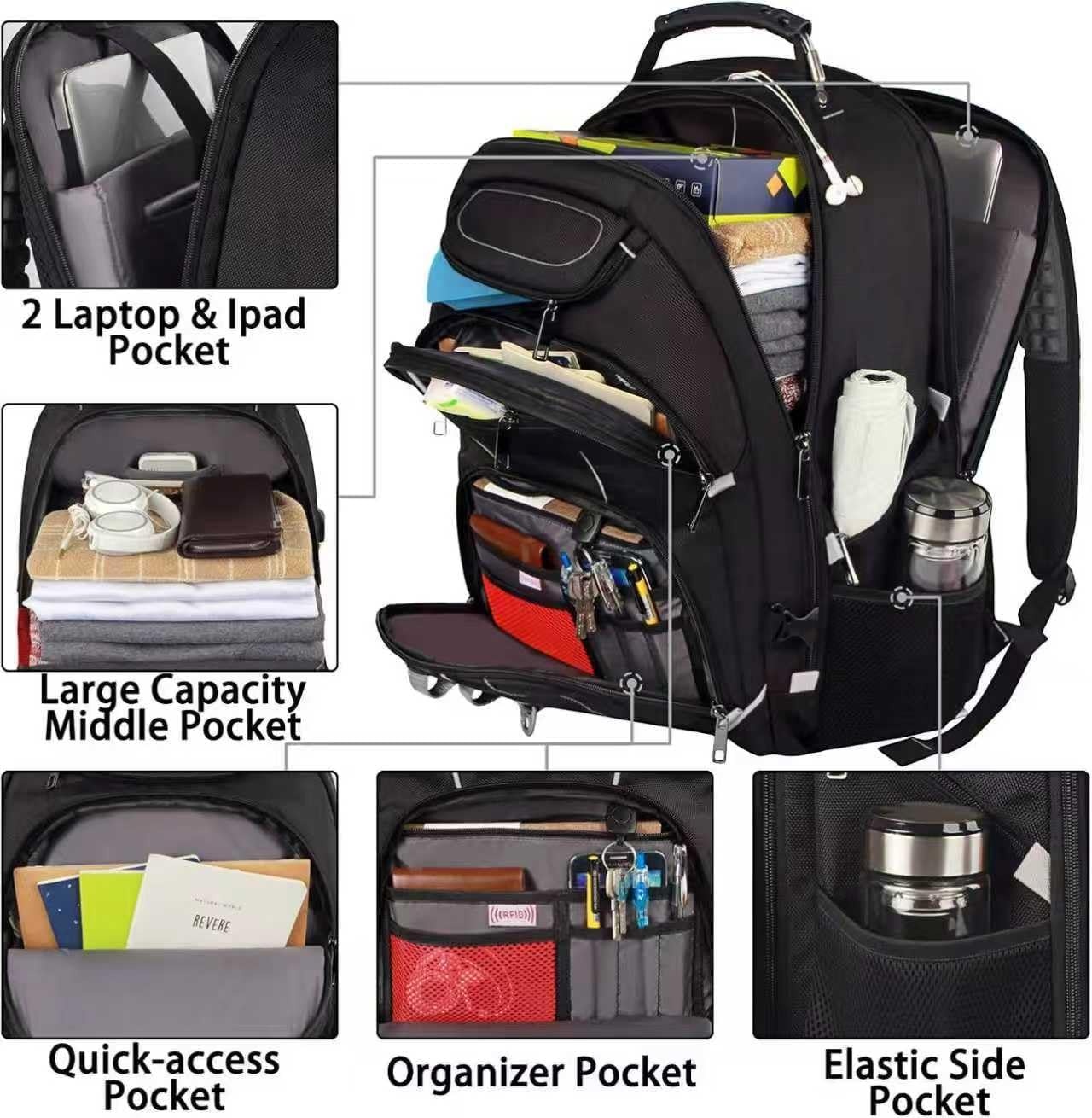 image:imageTravel Laptop BackpackExtra Large 184 inch Gaming Laptop BackpacksBig Capacity TSA Friendly RFID Anti Theft Pocket College unisex Heavy Duty Computer bag 21516399 inchGrey