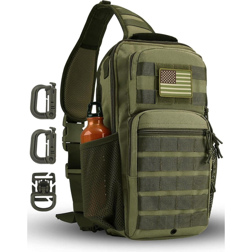 image:imageRover Sling Pack Tactical Shoulder Sling Bag Backpack with Bottle Holder Crossbody Chest Bag BlackOlive
