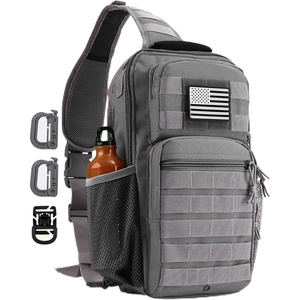 Rover Sling Pack Tactical Shoulder Sling Bag Backpack with Bottle Holder Crossbody Chest Bag, Black(Grey)