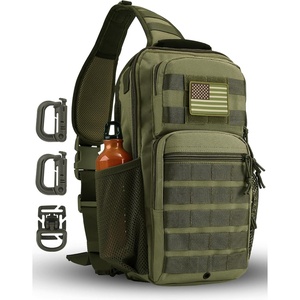 Rover Sling Pack Tactical Shoulder Sling Bag Backpack with Bottle Holder Crossbody Chest Bag, Black(Olive)