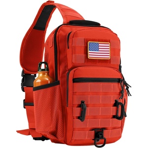 Rover Sling Pack Tactical Shoulder Sling Bag Backpack with Bottle Holder Crossbody Chest Bag, Black(Orange)