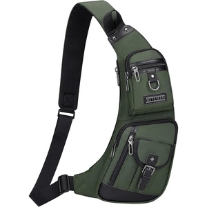 WITZMAN Slim Sling Bag for Men Crossbody Lightweight Chest Bag Casual | One Strap Shoulder Chest Bag Fits 7.9 Inch Ipad, Water-resistant Casual Daypack, For Daily Outdoor Work(Army Green)
