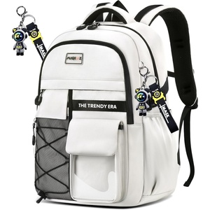teenage student backpack,encrypted material， multiple compartments and large capacity backpack with anti-theft pockets，Water repellent backpacks suitable for middle and high school Men & Women, Black(White)