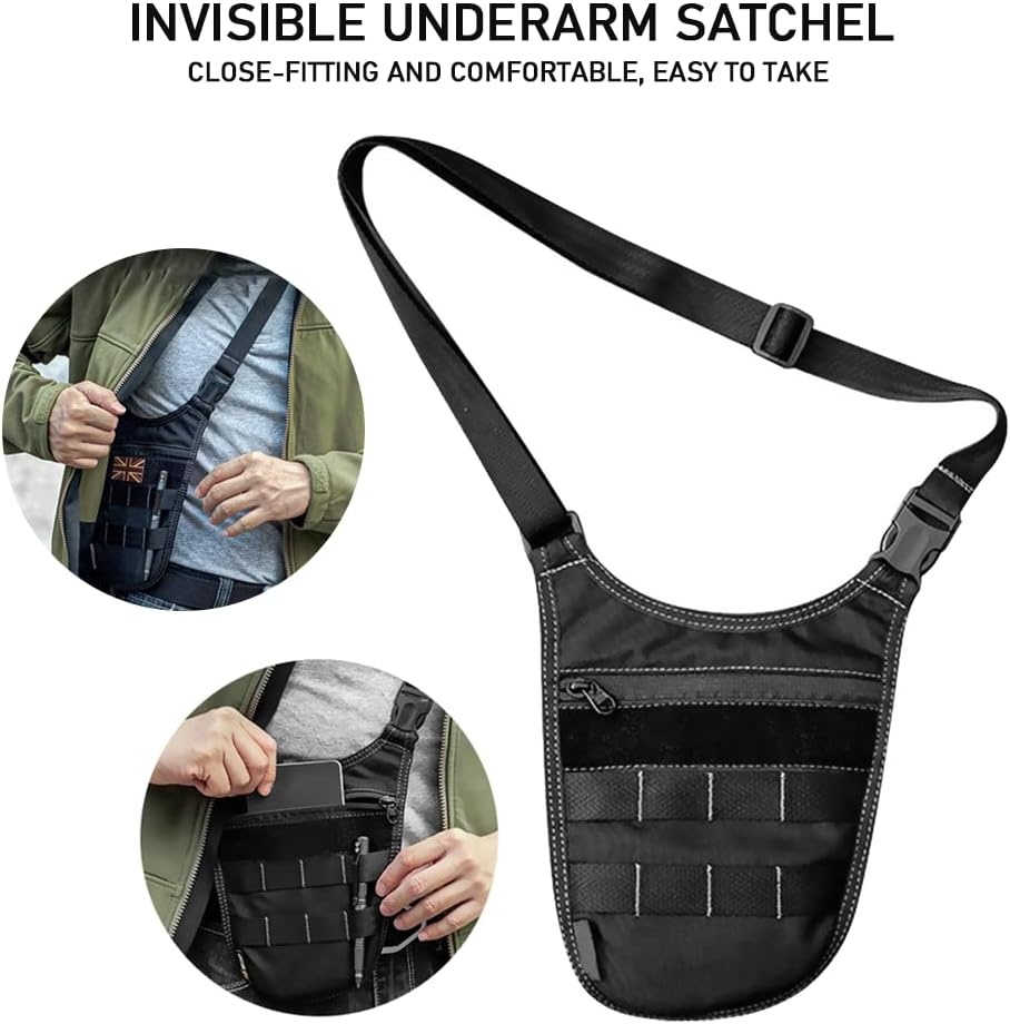 image:imageUnderarm Shoulder Bag Tactical Hidden Adjustable Waist Anti Theft Tool Molle Bag for Outdoor TravelBlack