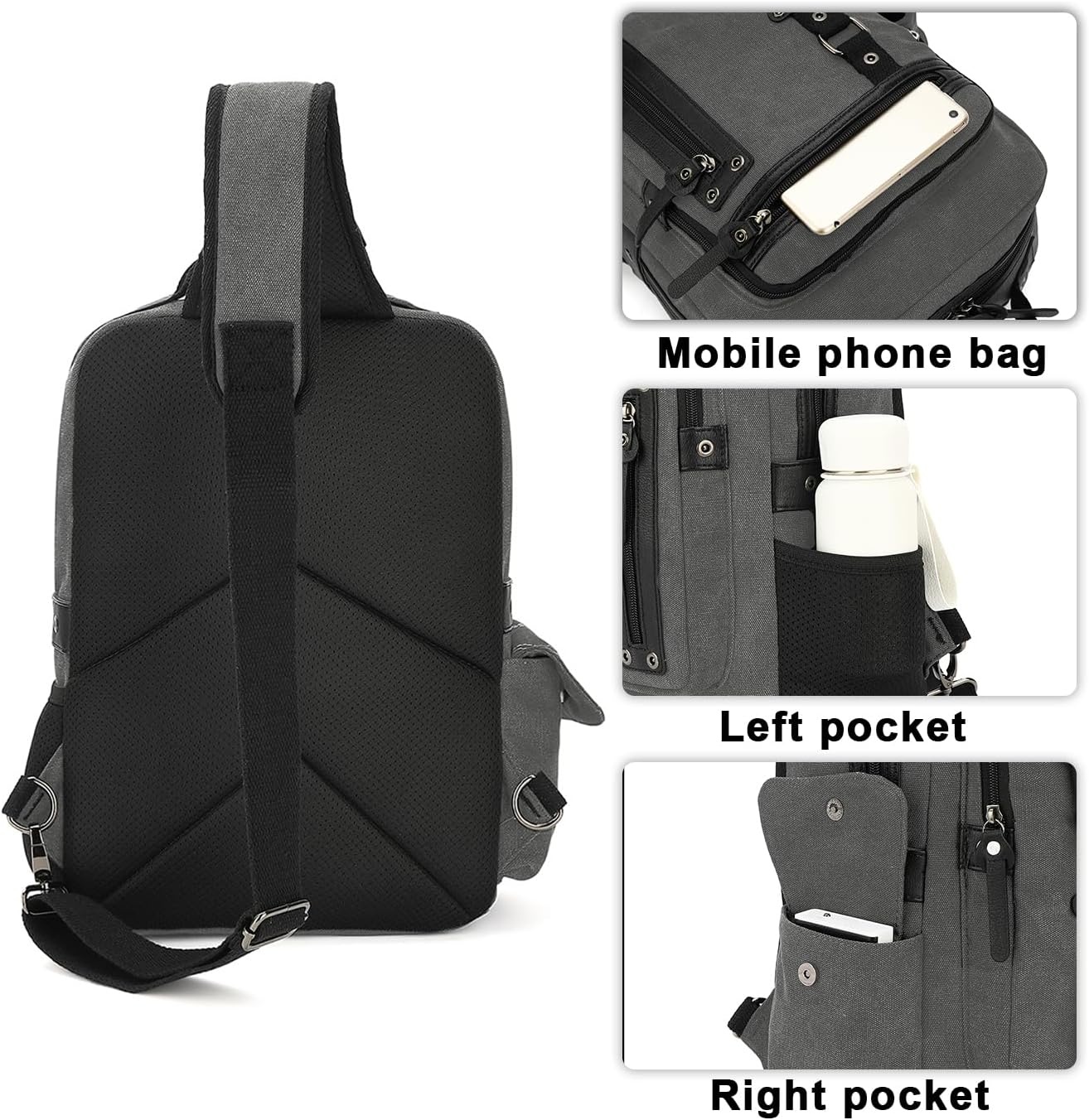 image:imageVintage Messenger Bag Canvas Backpack for Travel Mens Shoulder Bag Dualuse Bag for Hand Carry and Crossbody CarryAgrey