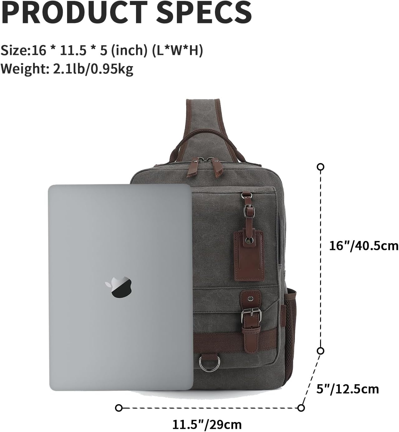 image:imageVintage Messenger Bag Canvas Backpack for Travel Mens Shoulder Bag Dualuse Bag for Hand Carry and Crossbody CarryCblack