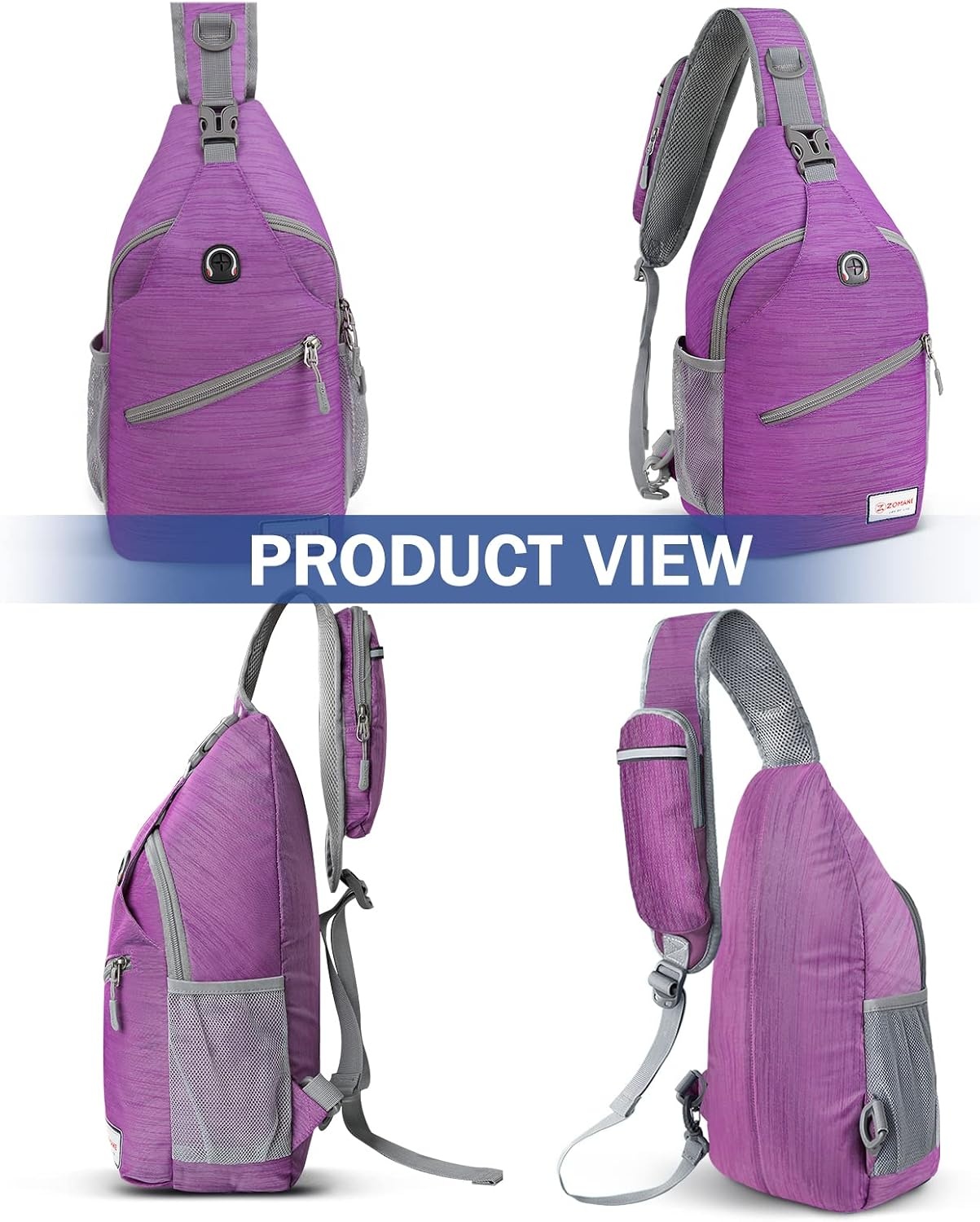image:imageZOMAKE Sling BagSmall Crossbody Sling Backpack Shoulder Daypack for TravelPurple B