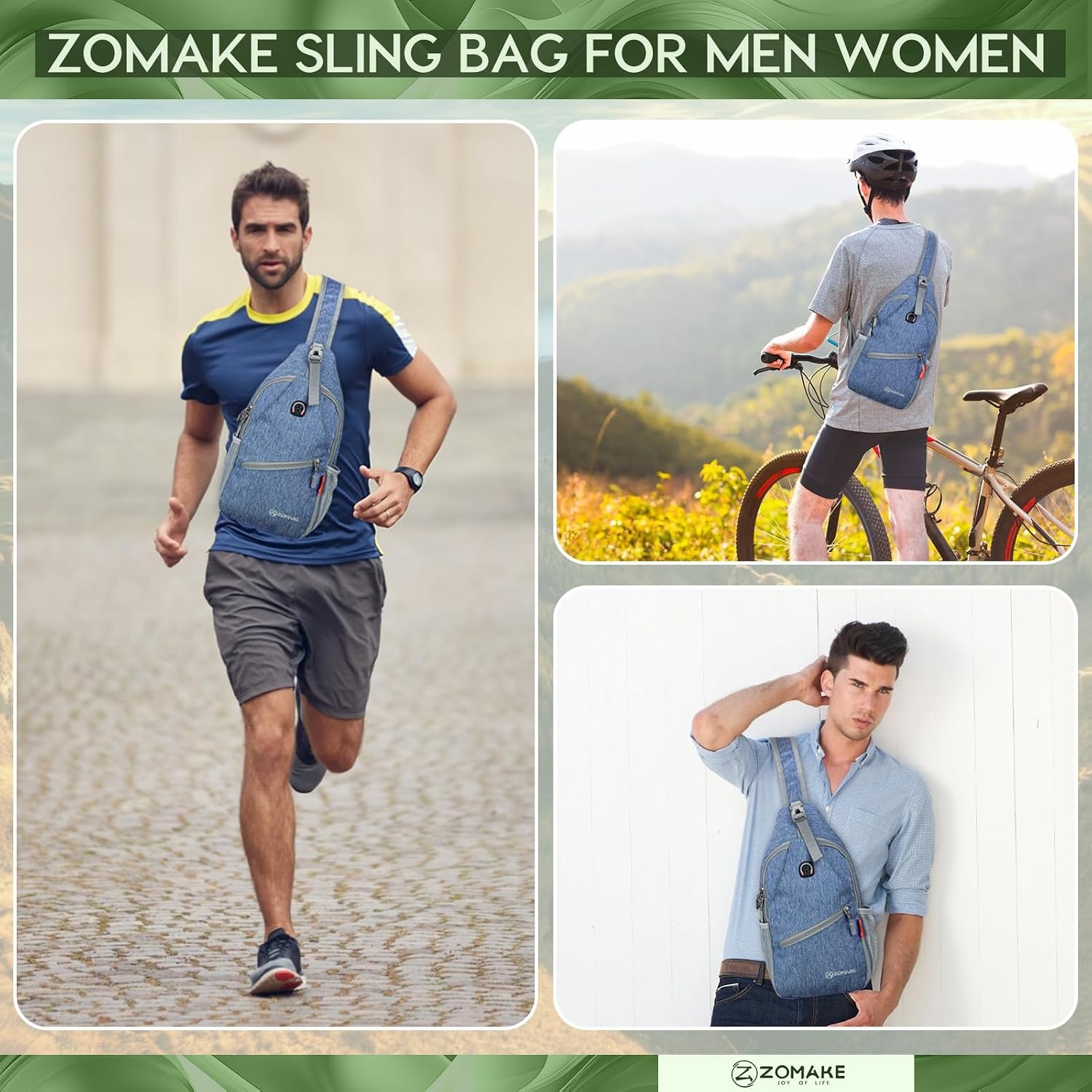 image:imageZOMAKE Sling BagSmall Crossbody Sling Backpack Shoulder Daypack for TravelRoyal Blue