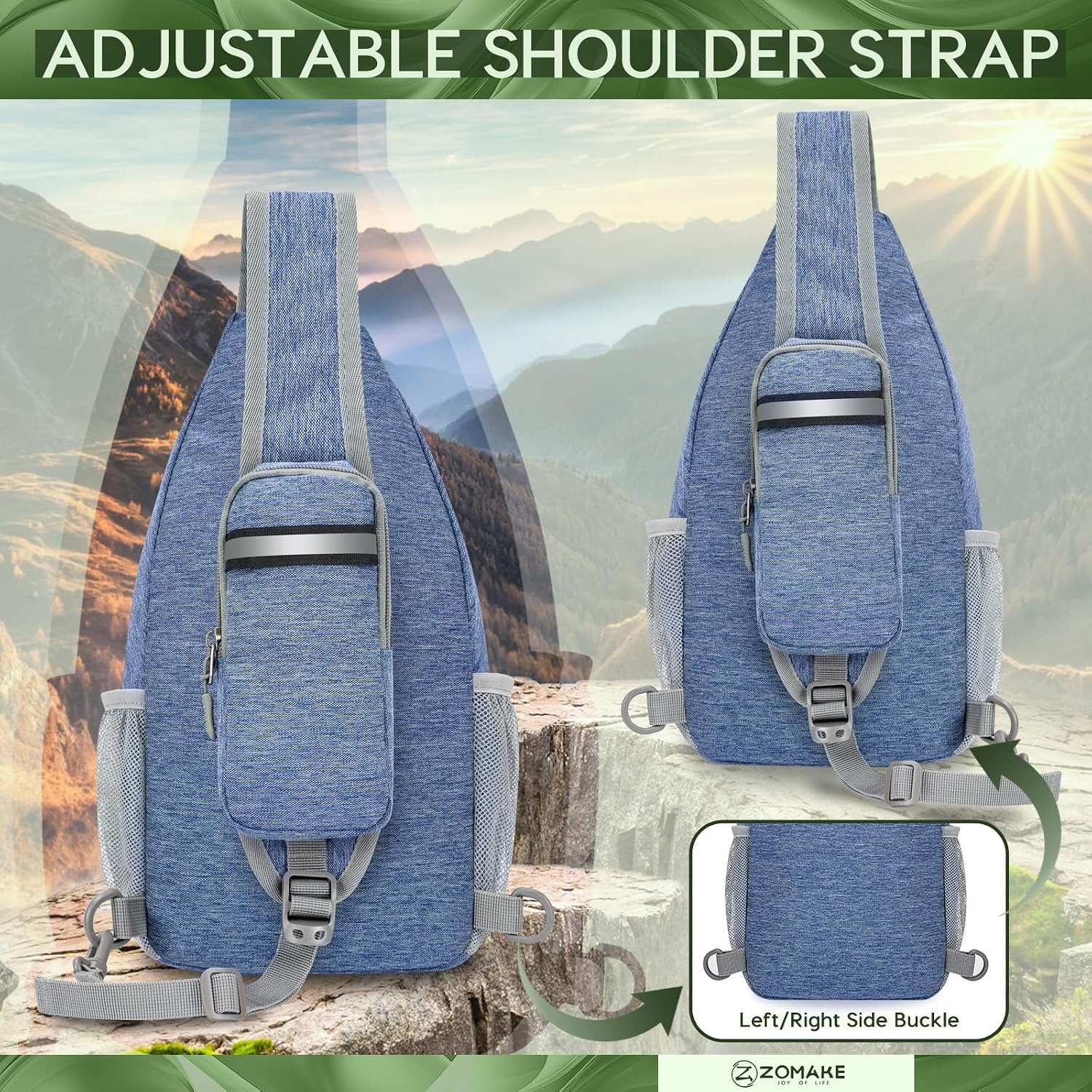 image:imageZOMAKE Sling BagSmall Crossbody Sling Backpack Shoulder Daypack for TravelRoyal Blue