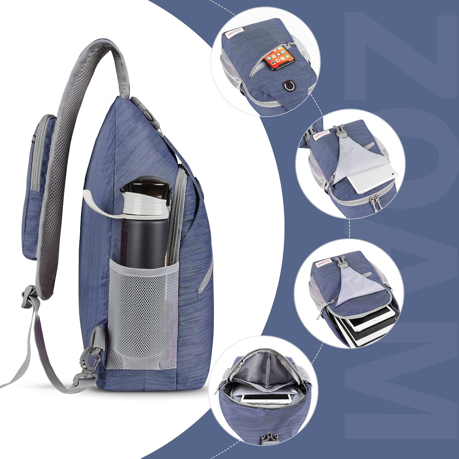 image:imageZOMAKE Sling BagSmall Crossbody Sling Backpack Shoulder Daypack for TravelRoyal Blue a