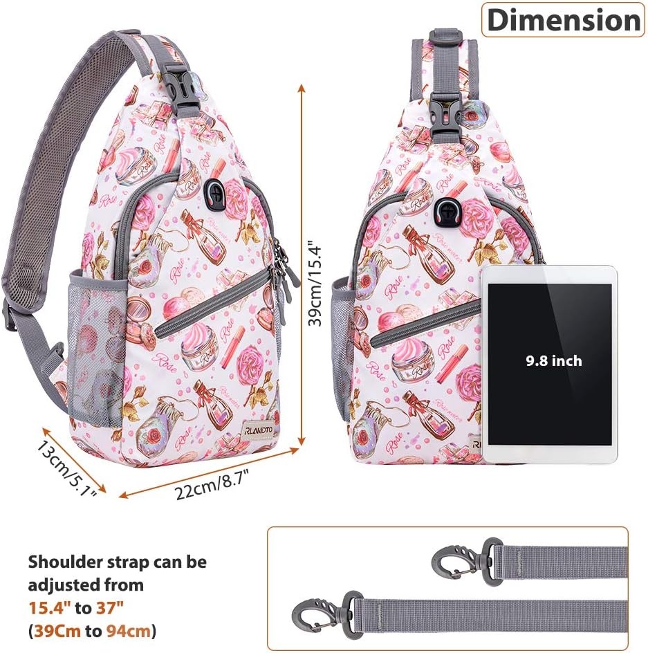 image:imageZOMAKE Sling BagSmall Crossbody Sling Backpack Shoulder Daypack for TravelWhite Makeup