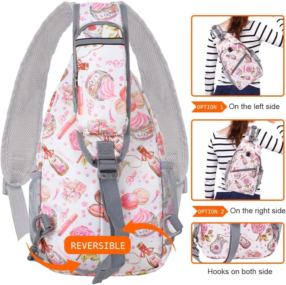 image:imageZOMAKE Sling BagSmall Crossbody Sling Backpack Shoulder Daypack for TravelWhite Makeup