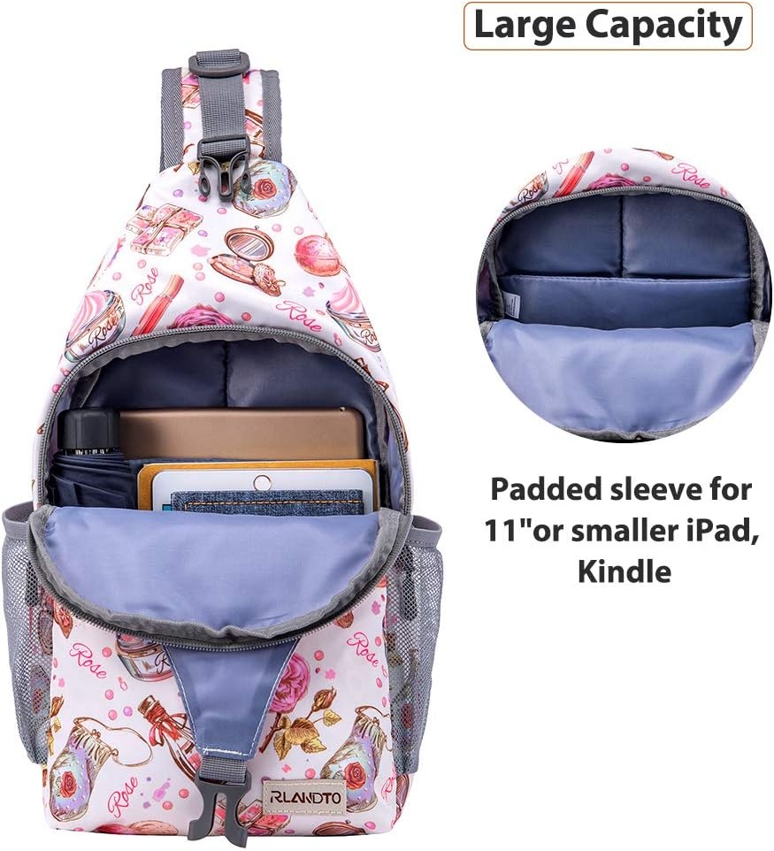image:imageZOMAKE Sling BagSmall Crossbody Sling Backpack Shoulder Daypack for TravelWhite Makeup