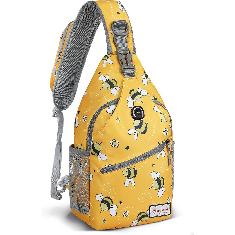 image:imageZOMAKE Sling BagSmall Crossbody Sling Backpack Shoulder Daypack for TravelBee Yellow