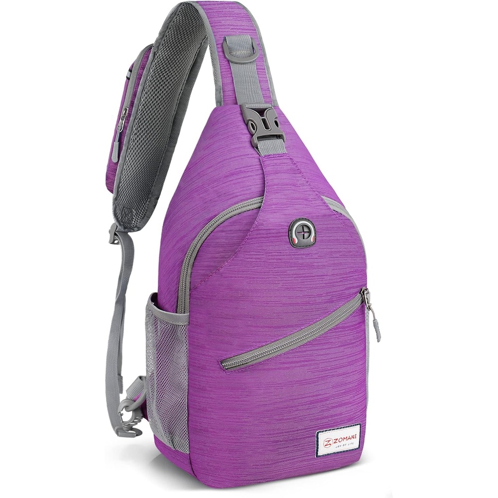 image:imageZOMAKE Sling BagSmall Crossbody Sling Backpack Shoulder Daypack for TravelPurple B