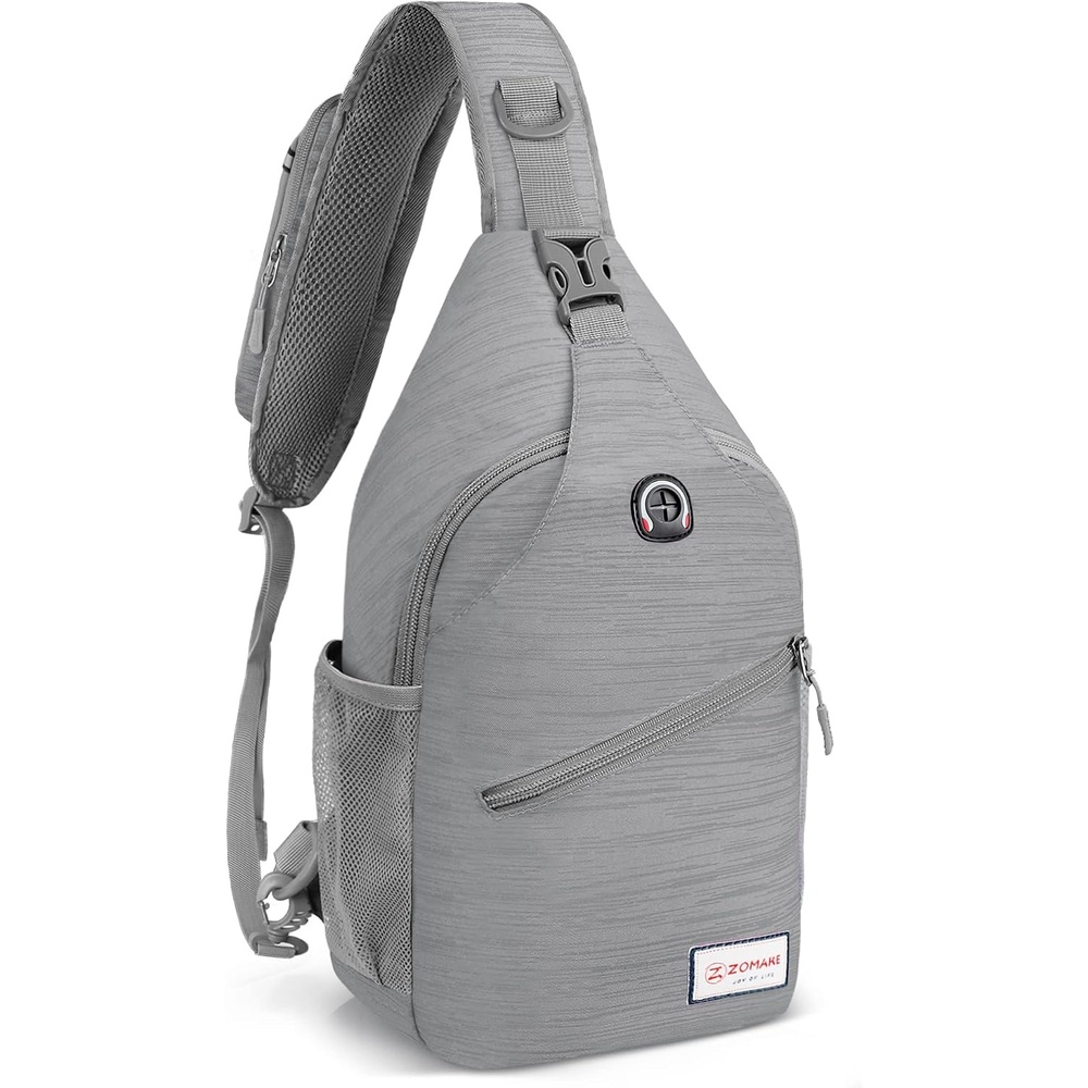 image:imageZOMAKE Sling BagSmall Crossbody Sling Backpack Shoulder Daypack for TravelSilver Grey a