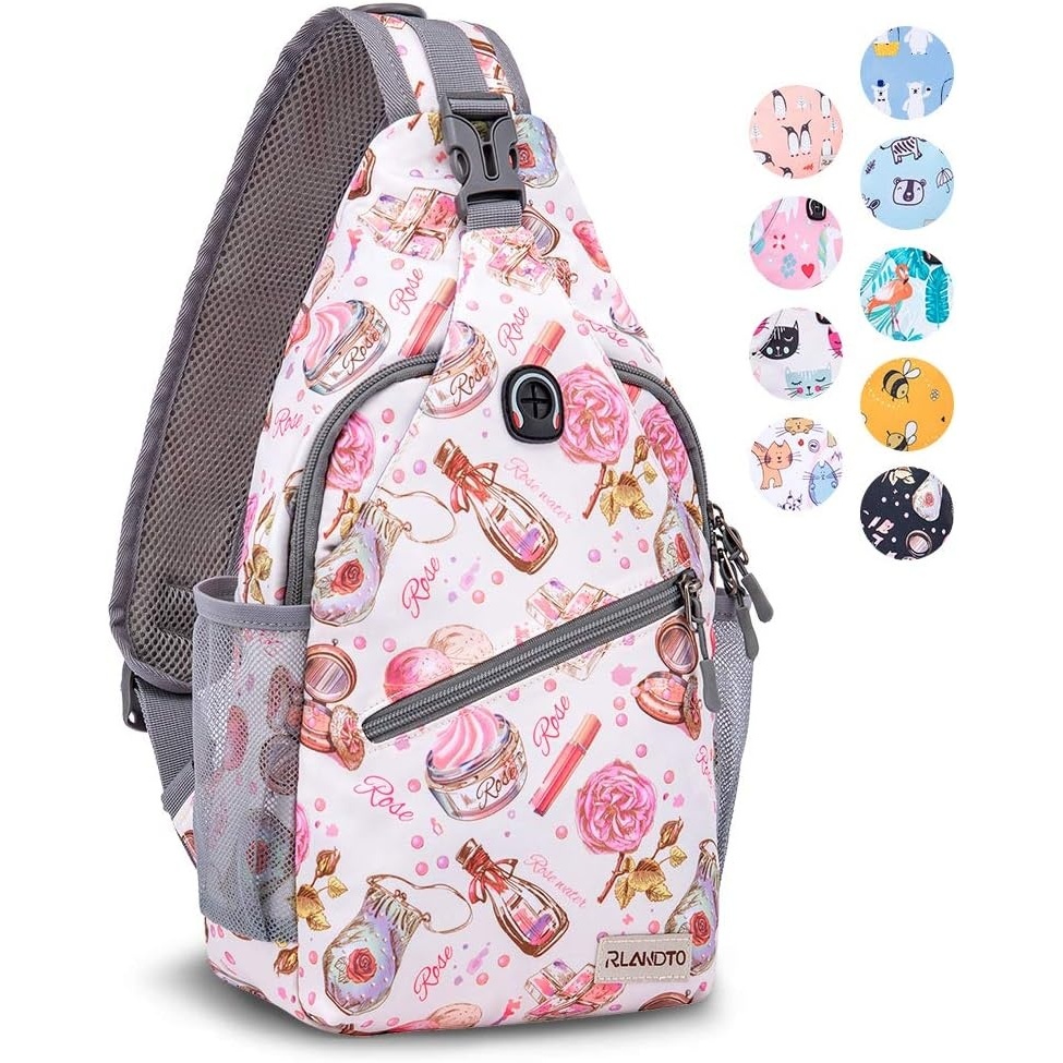 image:imageZOMAKE Sling BagSmall Crossbody Sling Backpack Shoulder Daypack for TravelWhite Makeup