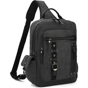 Vintage Messenger Bag, Canvas Backpack for Travel, Men’s Shoulder Bag, Dual-use Bag for Hand Carry and Crossbody Carry(A-black)